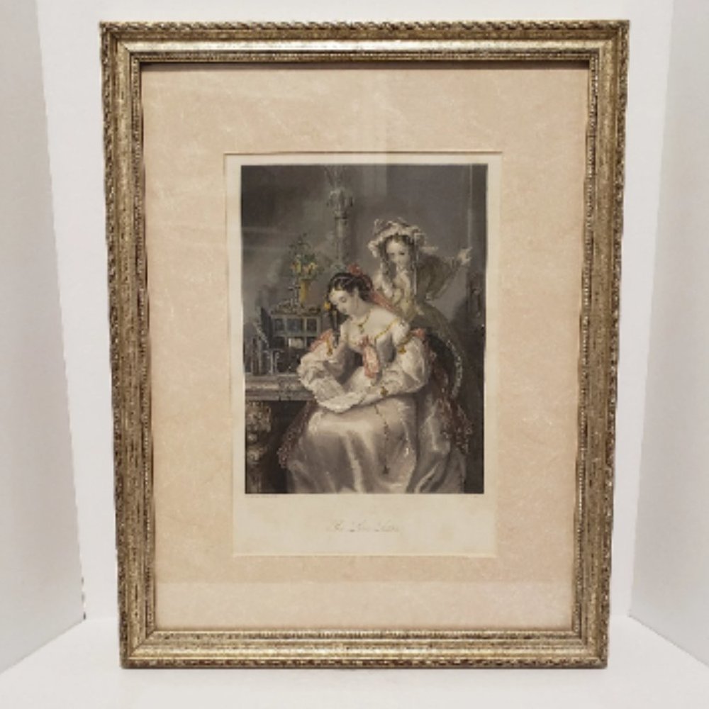Vintage Engraving Edward Corbould 'The Love Letter' Engraved by W.H. Mote Vintag